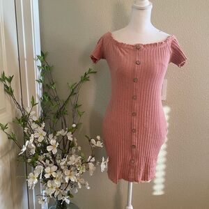 May Pink Off the Shoulder Pink Women Dress - Size S
